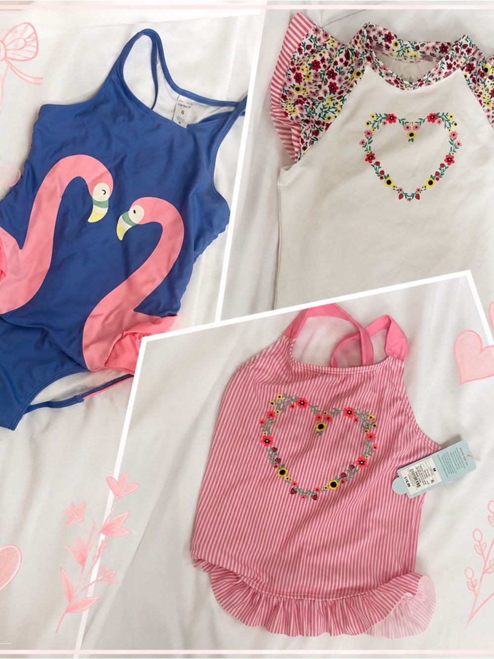 Carter’s Girls Swimwear Bundle (Size 7/8 & 8) – 3 Pieces | 2 NWT